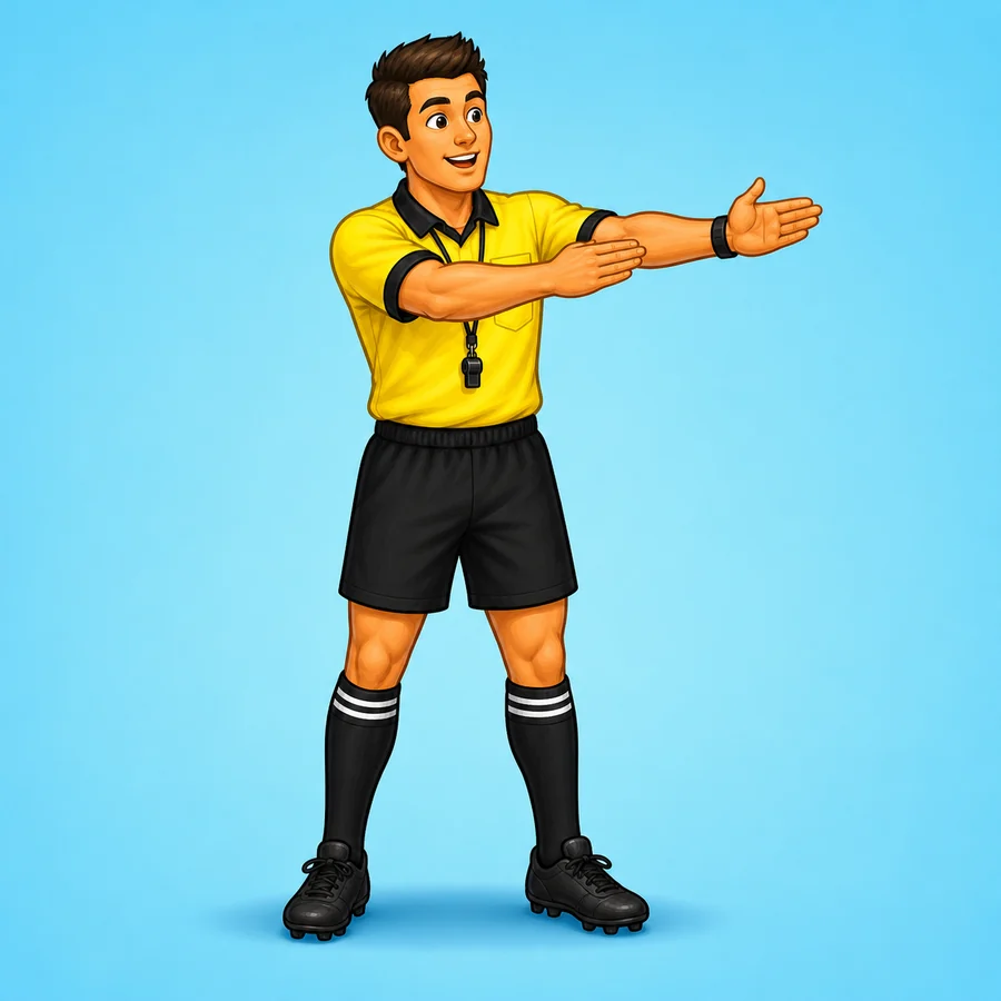 Cartoon lacrosse referee demonstrating the Holding signal